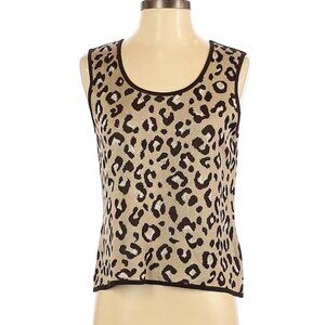 Ming Wang Leopard Print Sleeveless Shell Tank Top